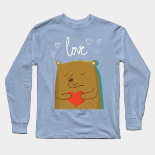 Bear in Love Holding Heart Long Sleeve T-Shirt